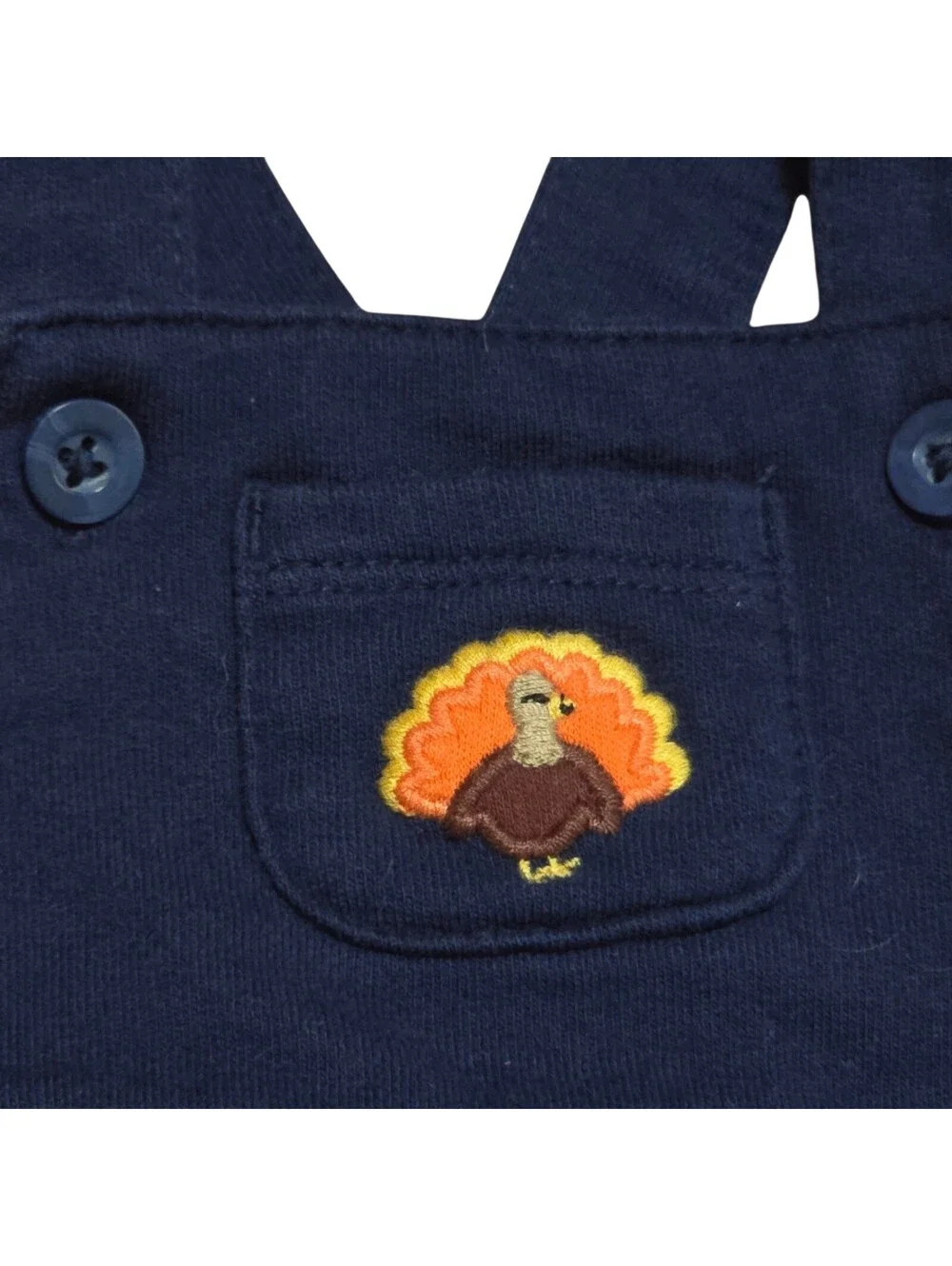 Carter’s Baby Thanksgiving Turkey Ruffle Overall Dress Navy Blue Newborn